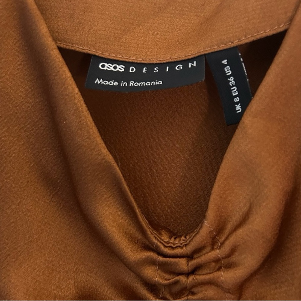 ASOS Brown Ruched Women's Top - Picture 3 of 4